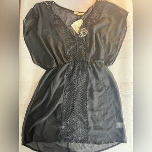 Miken Black Sheer Lace Coverup